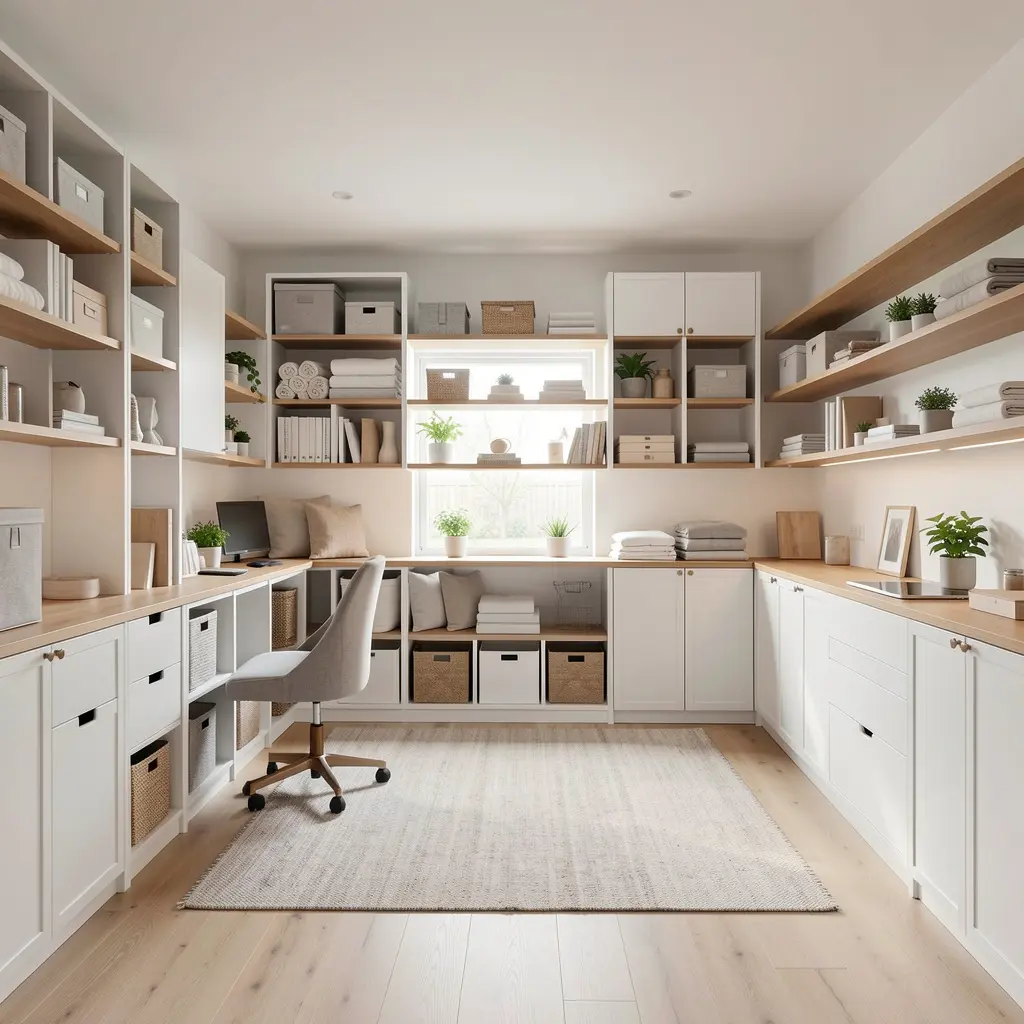 Professioneel georganiseerd huis met nette opslagsystemen in elke kamer